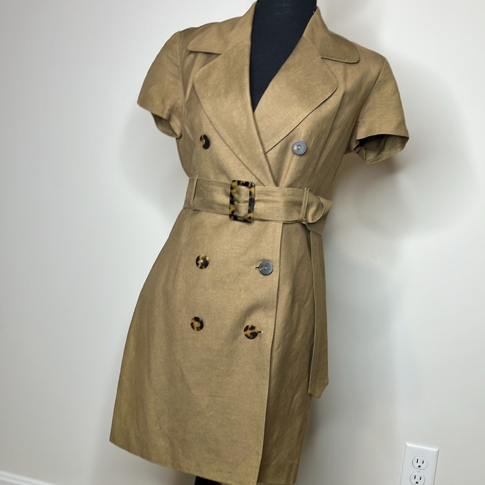 VTG Laundry by Shelli Segal Belted Tan Double-Breasted Women's Blazer Mini Dress